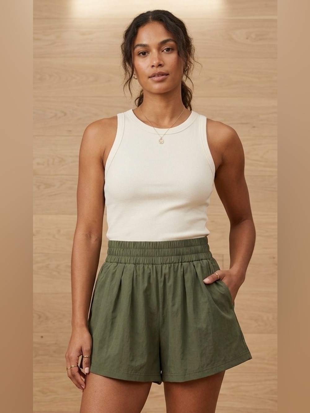 BURU Olive Green Everyday Pull-On Shorts - Size S